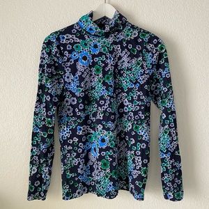 J Crew Floral Turtleneck Long Sleeve Shirt